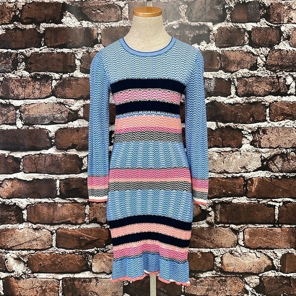 Tanya Taylor Sweater Dress Women's XS Extra Small Blue Striped Long Sleeve Midi - Picture 5 of 16